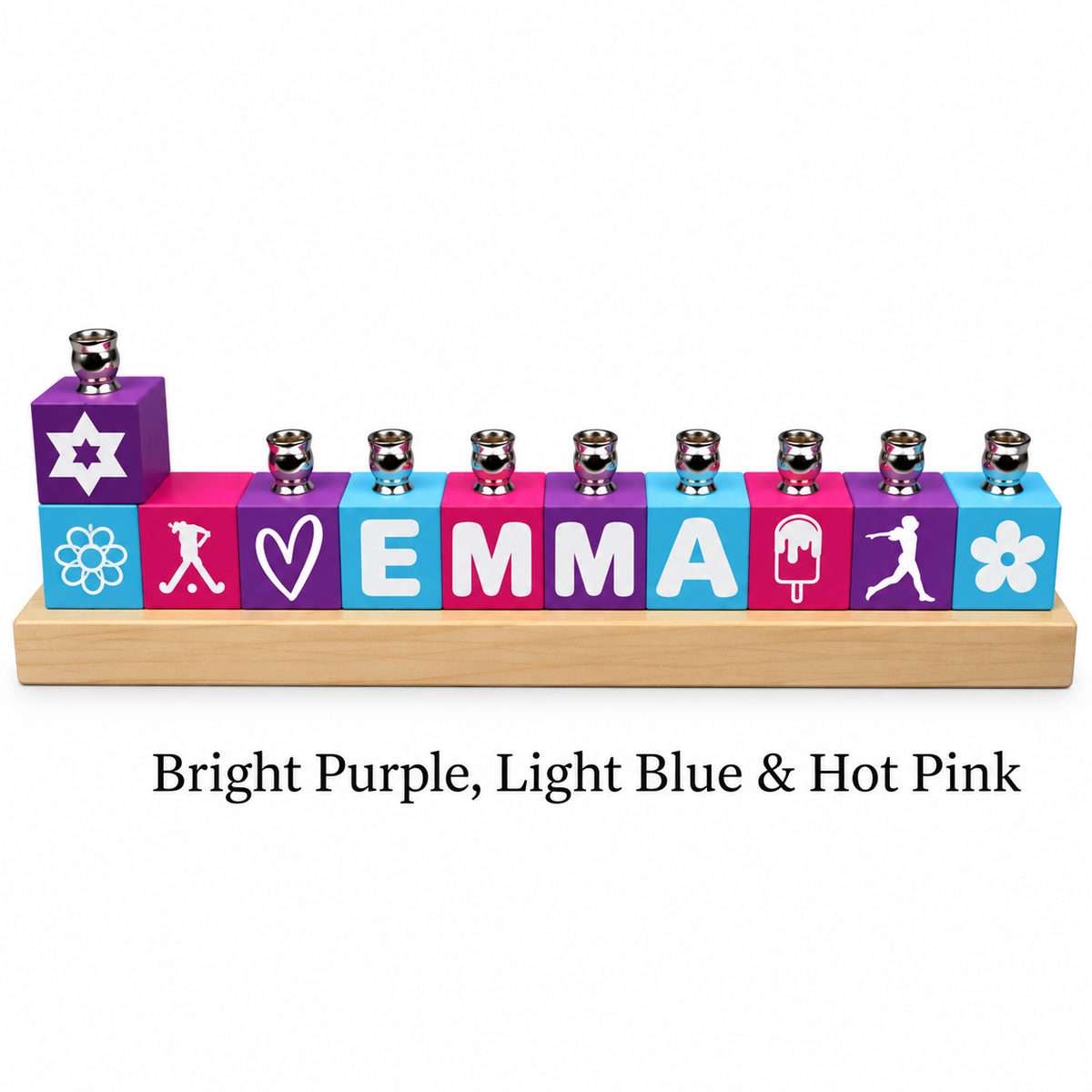 Personalized Name Block Menorah- Modern Design