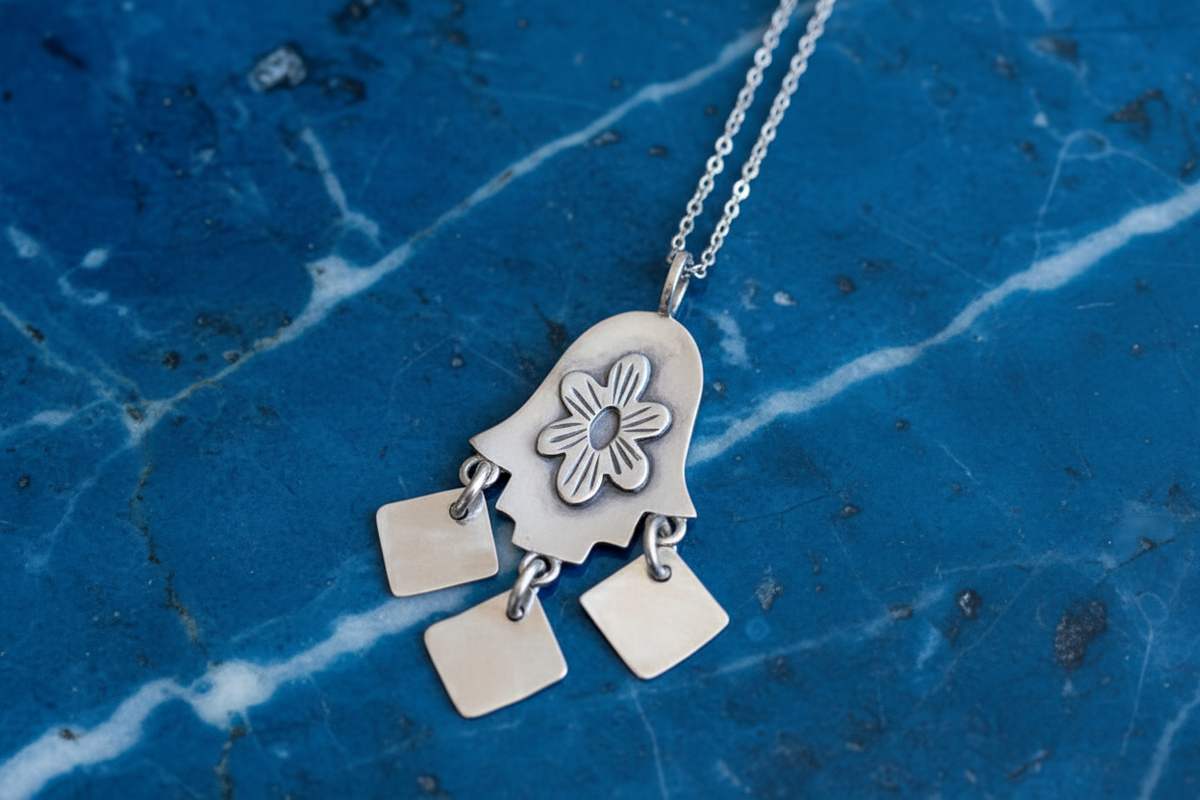 Folklorica Sterling Silver Hamsa Necklace