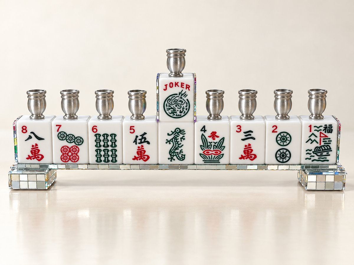 Disco Nights Mahjong Menorah Collection— Silver, Black & Rainbow Mirror Styles