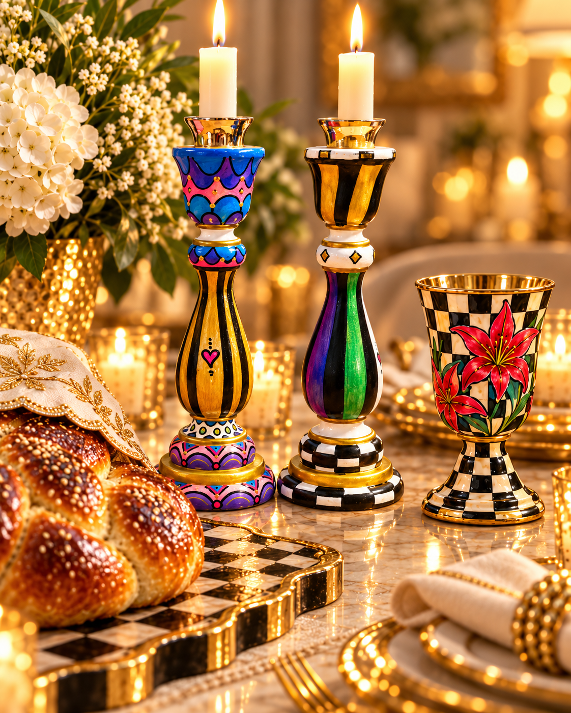 The Delphina Shabbat Candlesticks