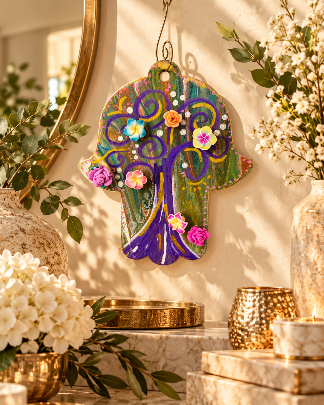 Amethyst Arbor | Hand-Painted Tree of Life Hamsa