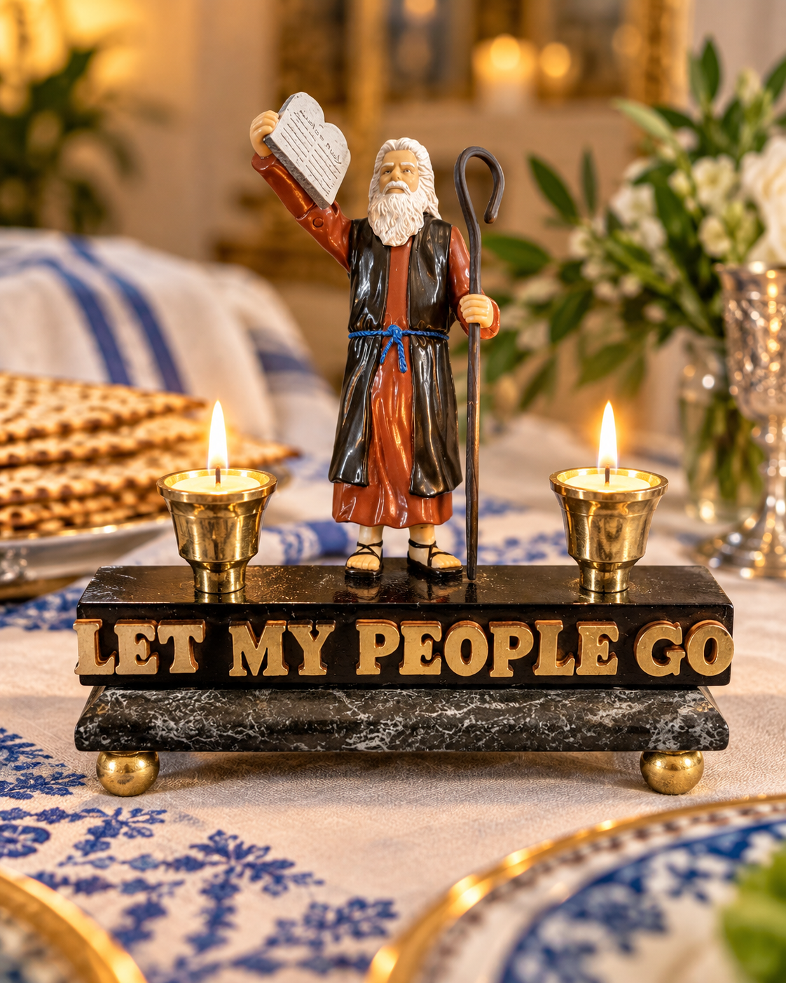 Let My People Go Moses Shabbat Candle Holder
