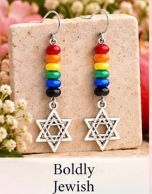 Rainbow Connection | Handmade Rainbow Star of David Earrings