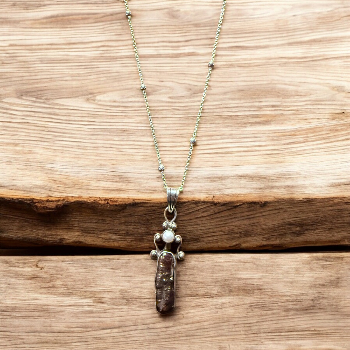 Vintage Sterling Silver Freshwater Pearl Pendant Necklace