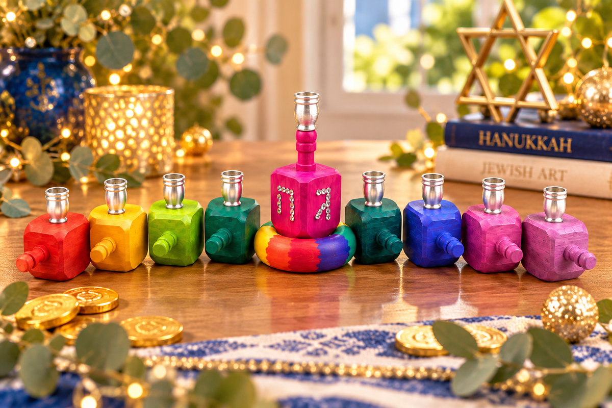 Eight Crazy Spins | Rainbow Dreidel Menorah