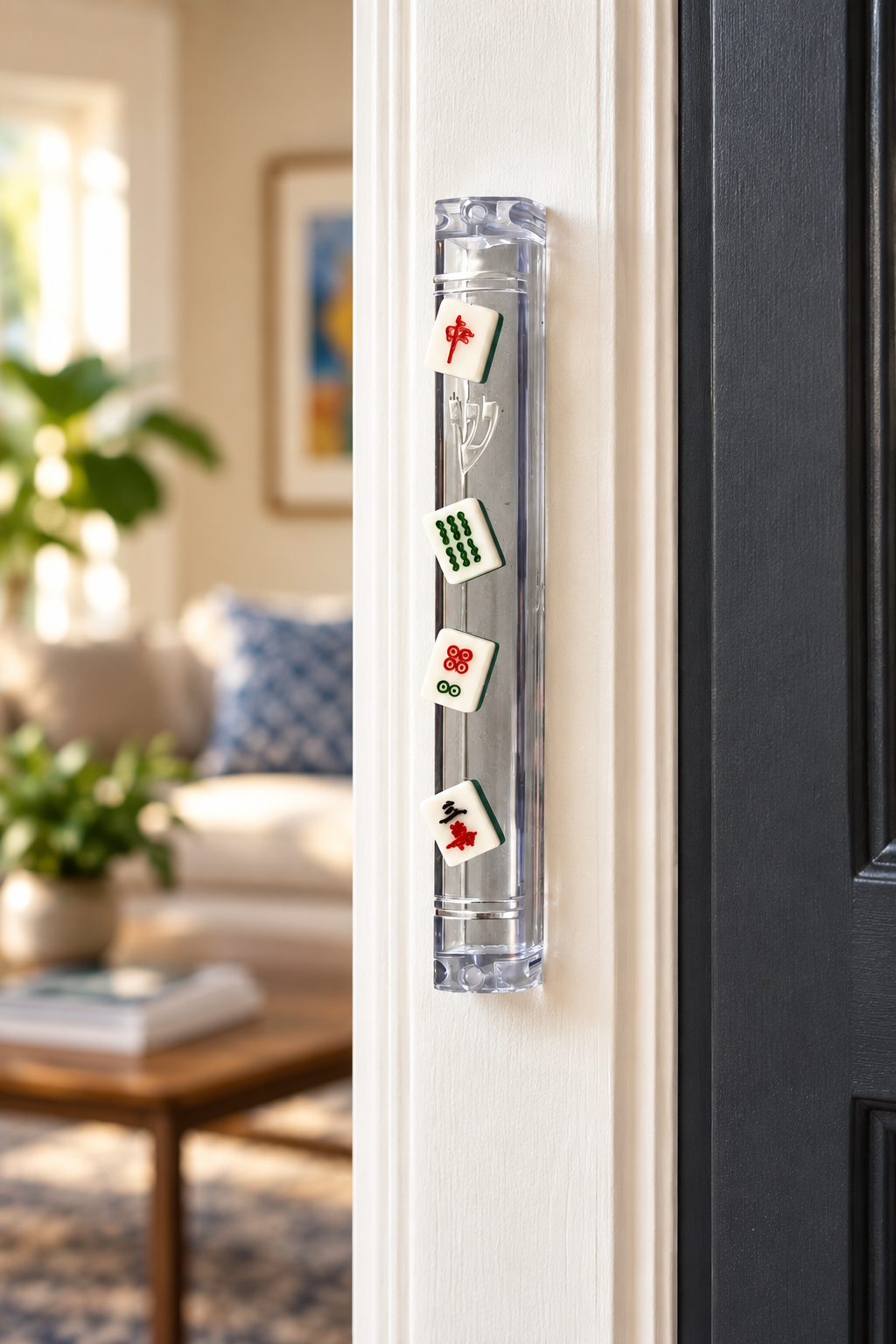 Mahjong Mezuzah Case – Acrylic with Mini Mahjong Tiles