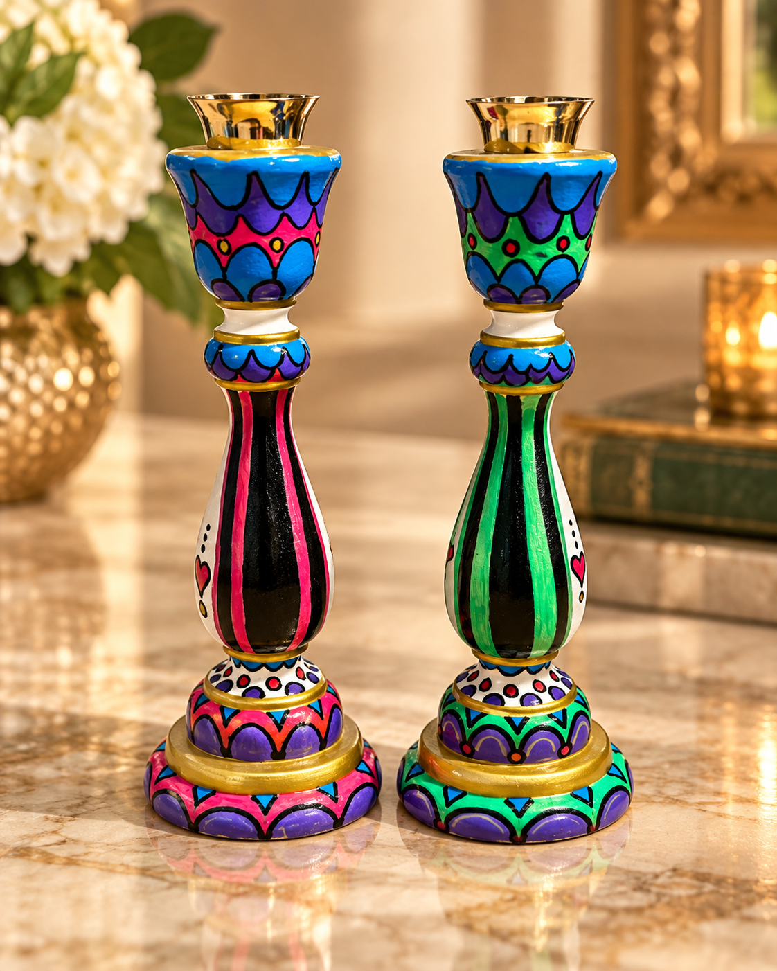 Zahava Ahava Shabbat Candlesticks