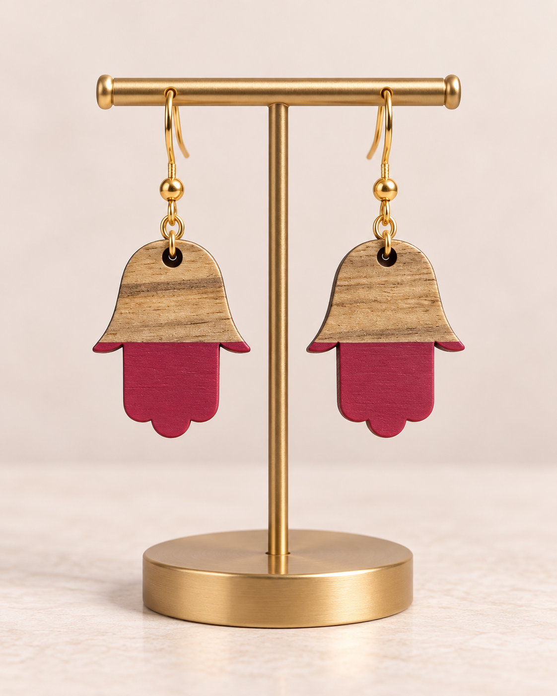 Little Blessings — Wood & Resin Hamsa Earrings