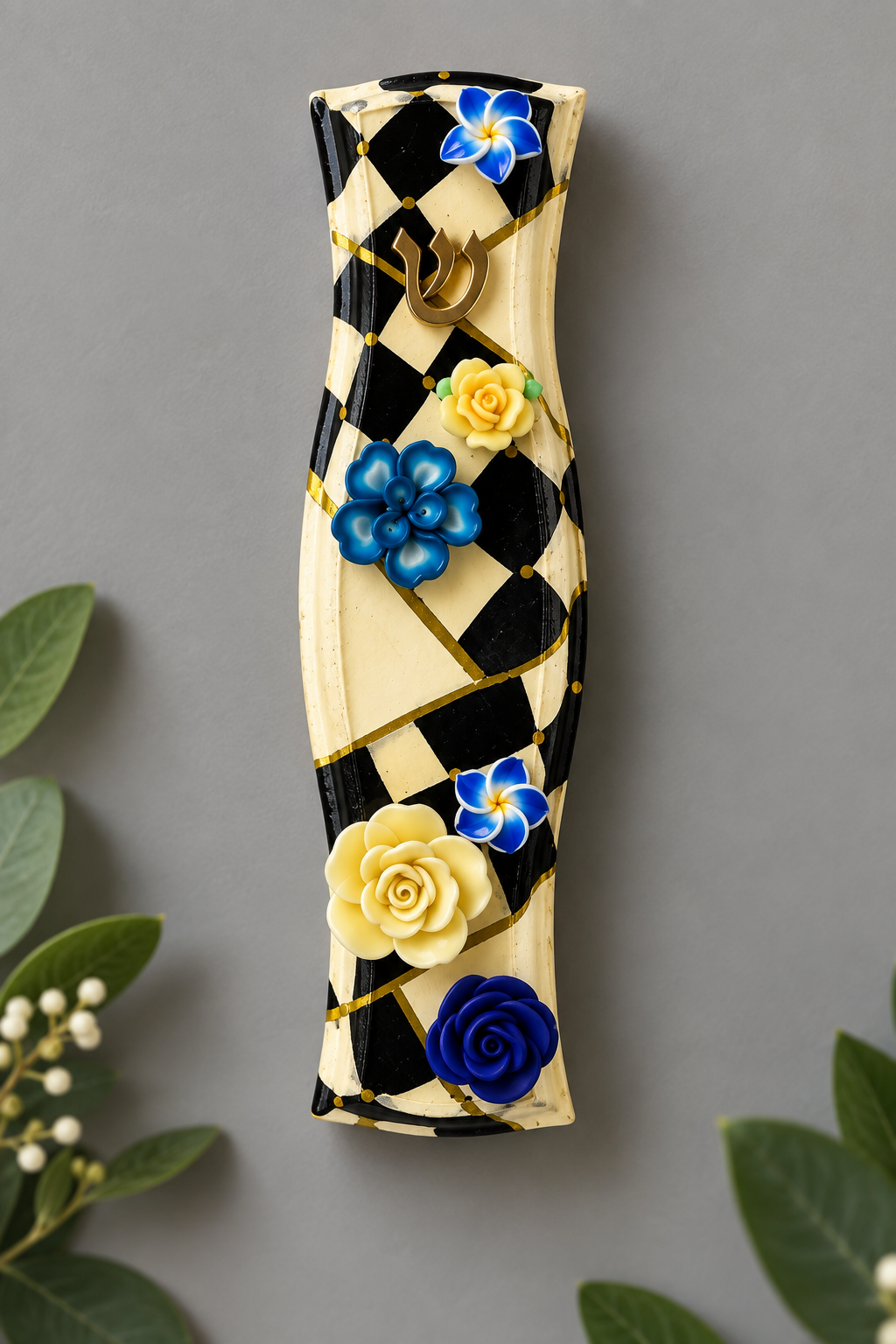 Simone & Celeste Hand-Painted Floral Mezuzahs