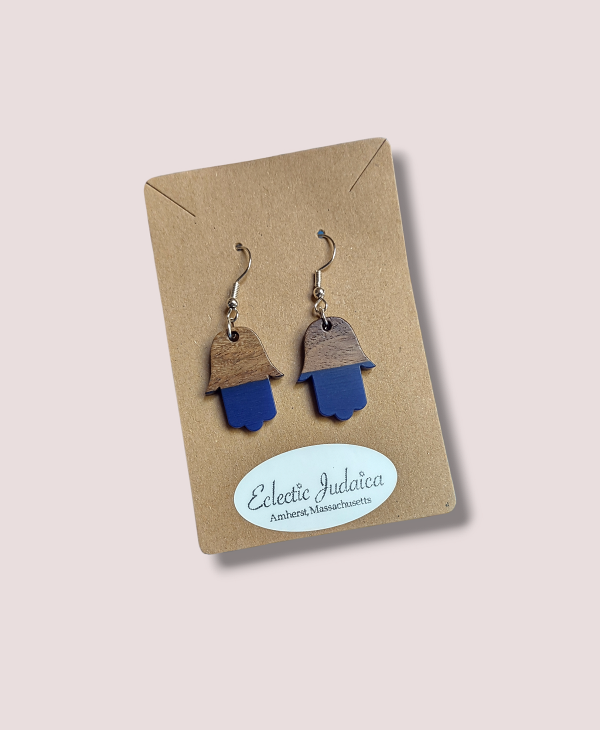 Wood/ Resin Hamsa Earrings