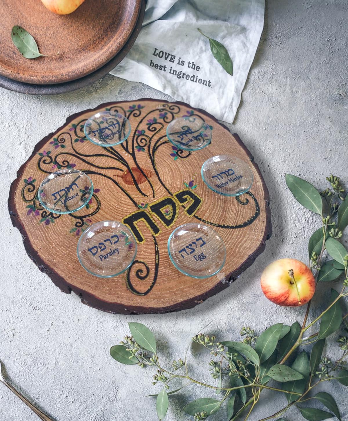 Hand Painted Tree of Life Seder Plate