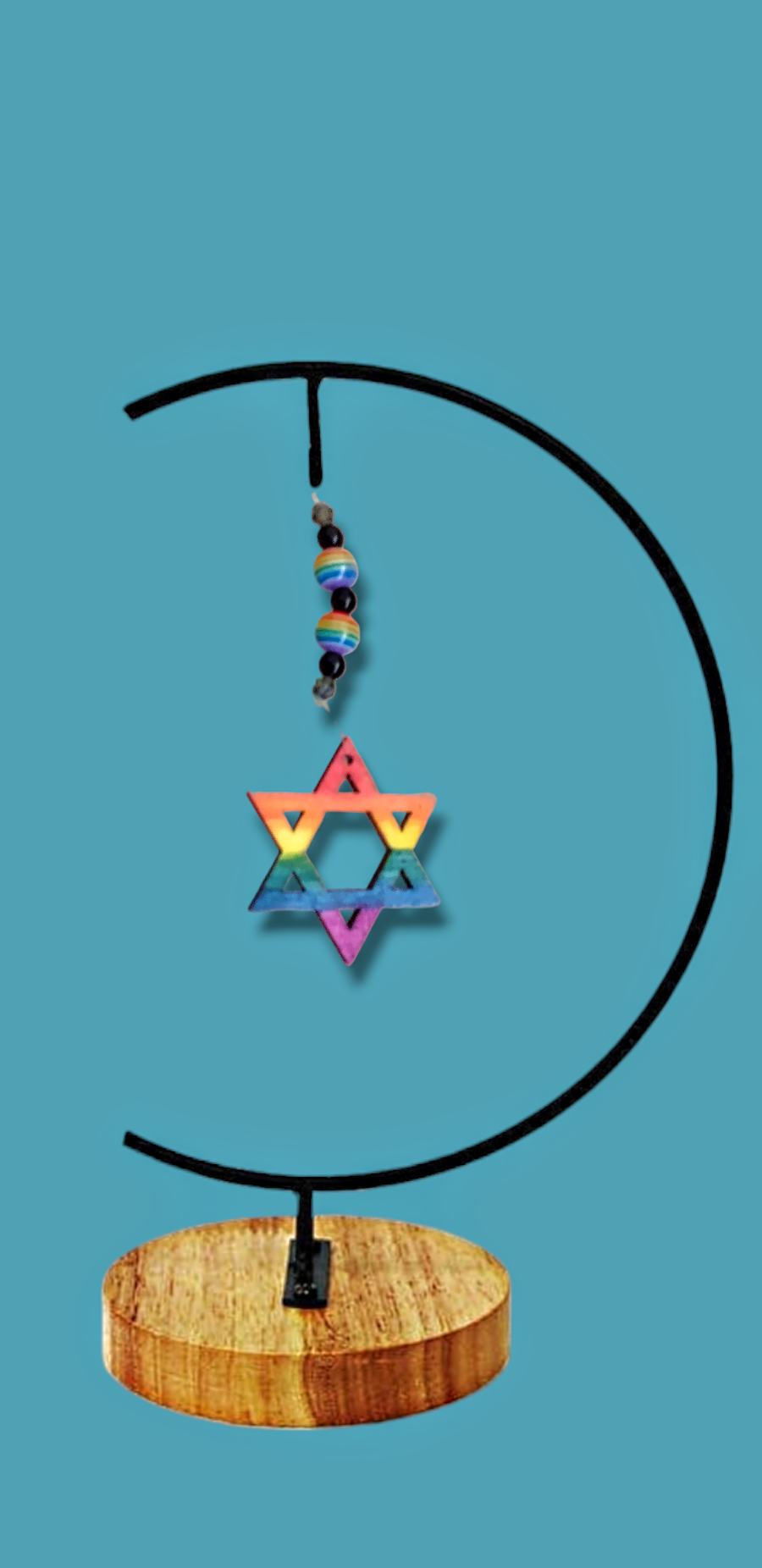 Hamsa & Star of David Hand painted wooden Ornaments