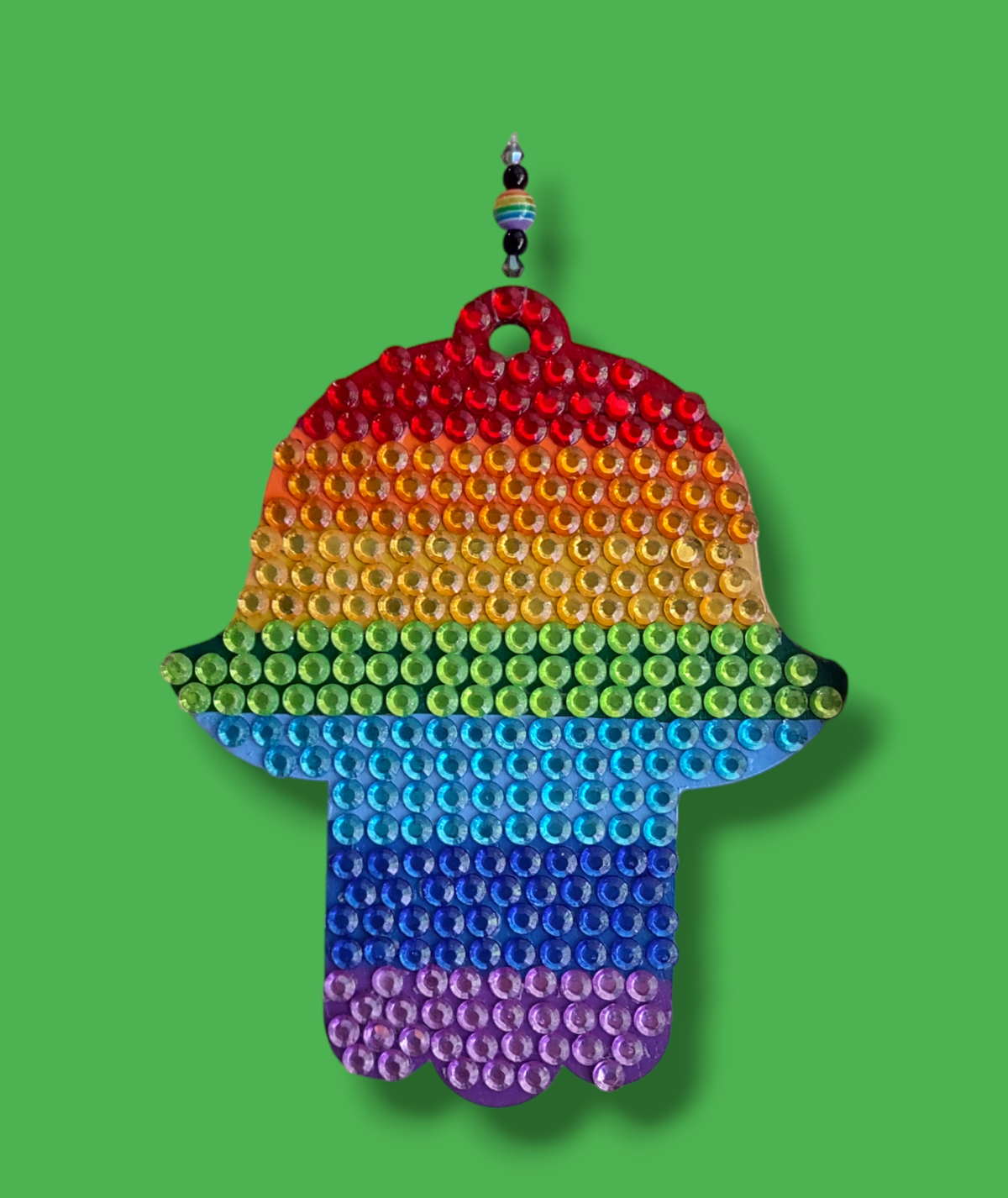 Rainbow Rhinestone Hamsa ornament