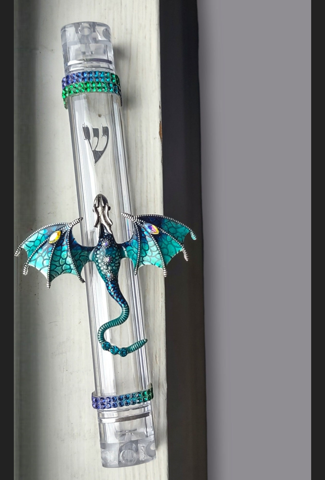Jeweled Dragon Mezuzah Case