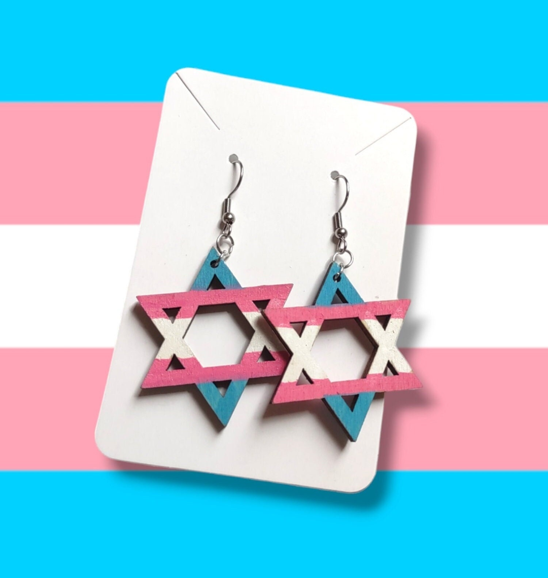 Trans Flag Star Earrings