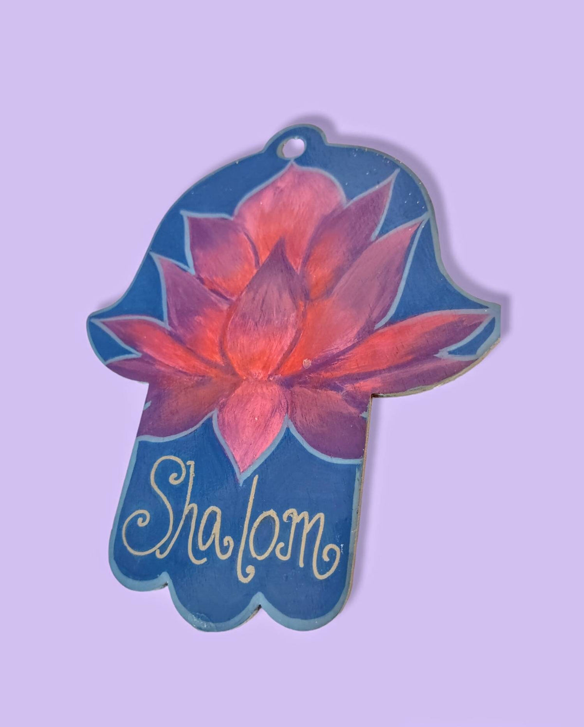 Hand-Painted Lotus Hamsa and Mezuzah – Jewish Housewarming Gift
