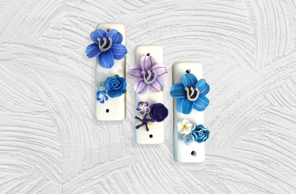 Shalom in Bloom Ceramic Mezuzah