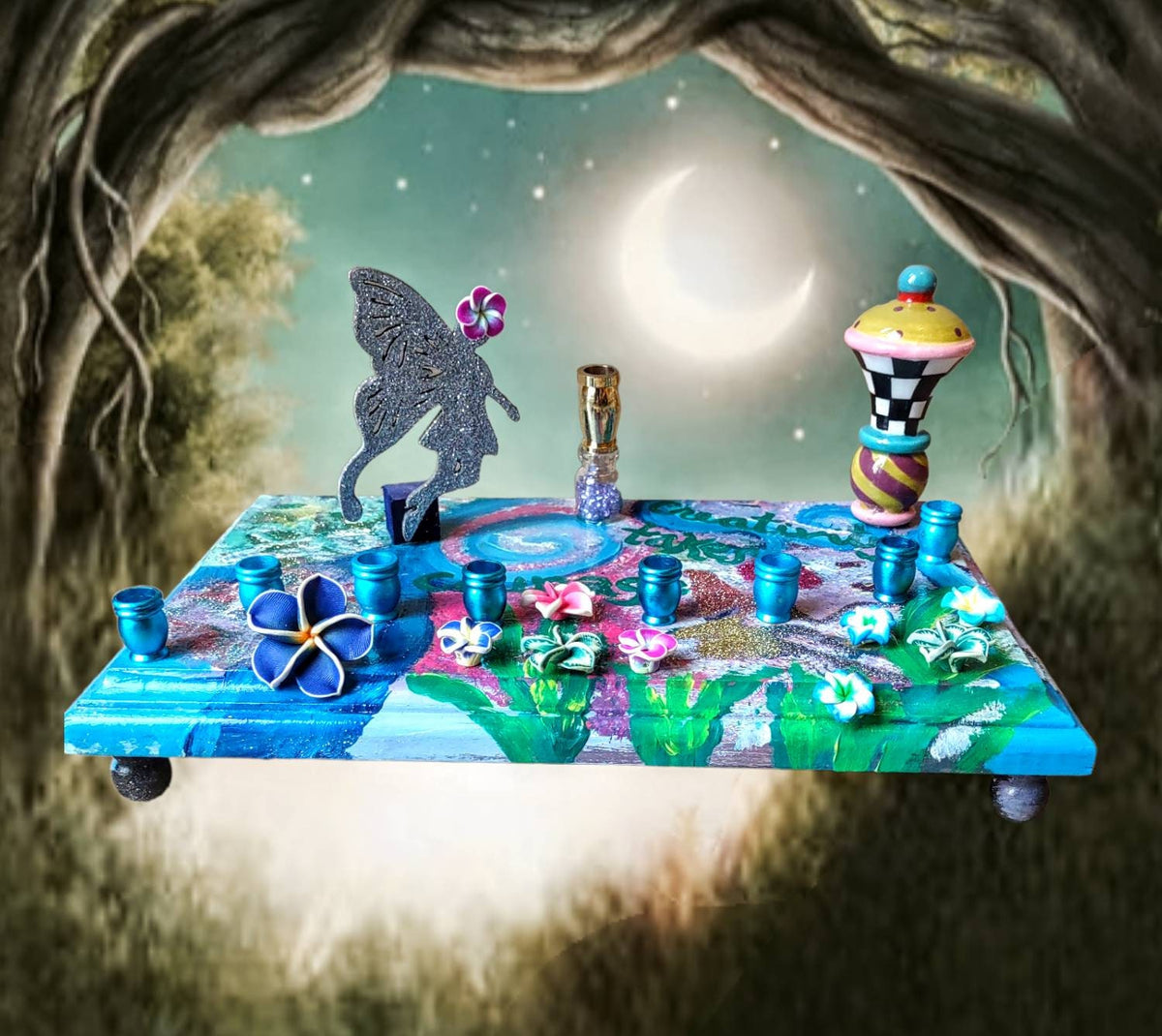 Inspirational Fairy Menorah Glitter flowers Fairy garden Creativity takes courage