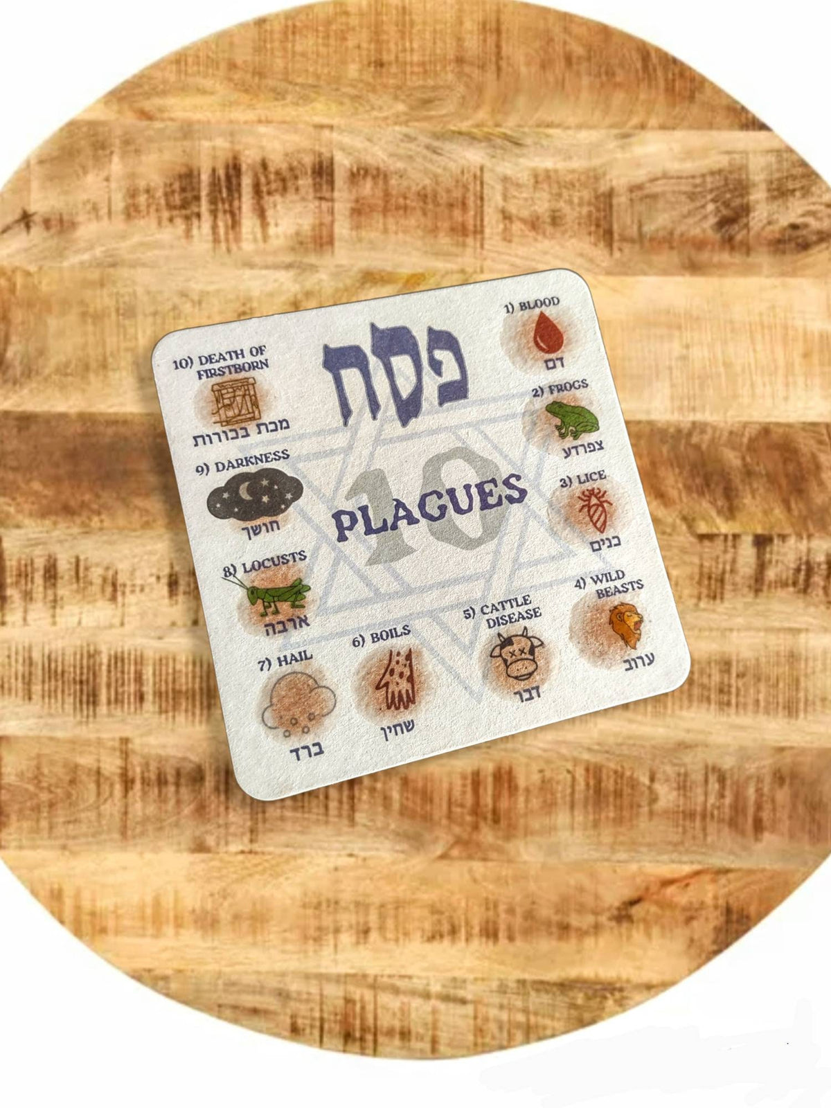 Ten Plagues Seder Wine-Drop Coasters – Set of 12