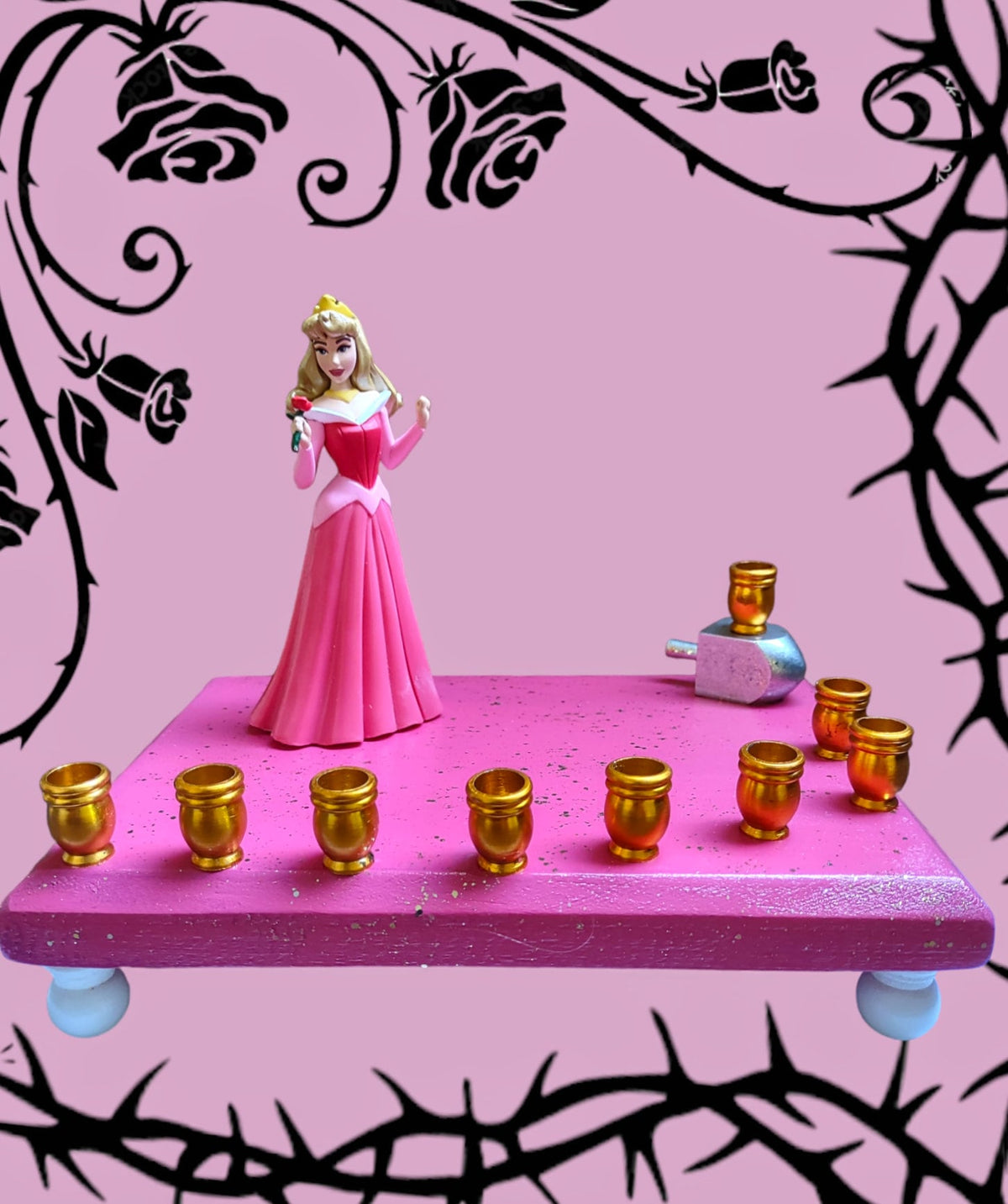 Princess Menorah Classic Disney Judaica Hannukah Sleeping Beauty Princess Aurora Rose
