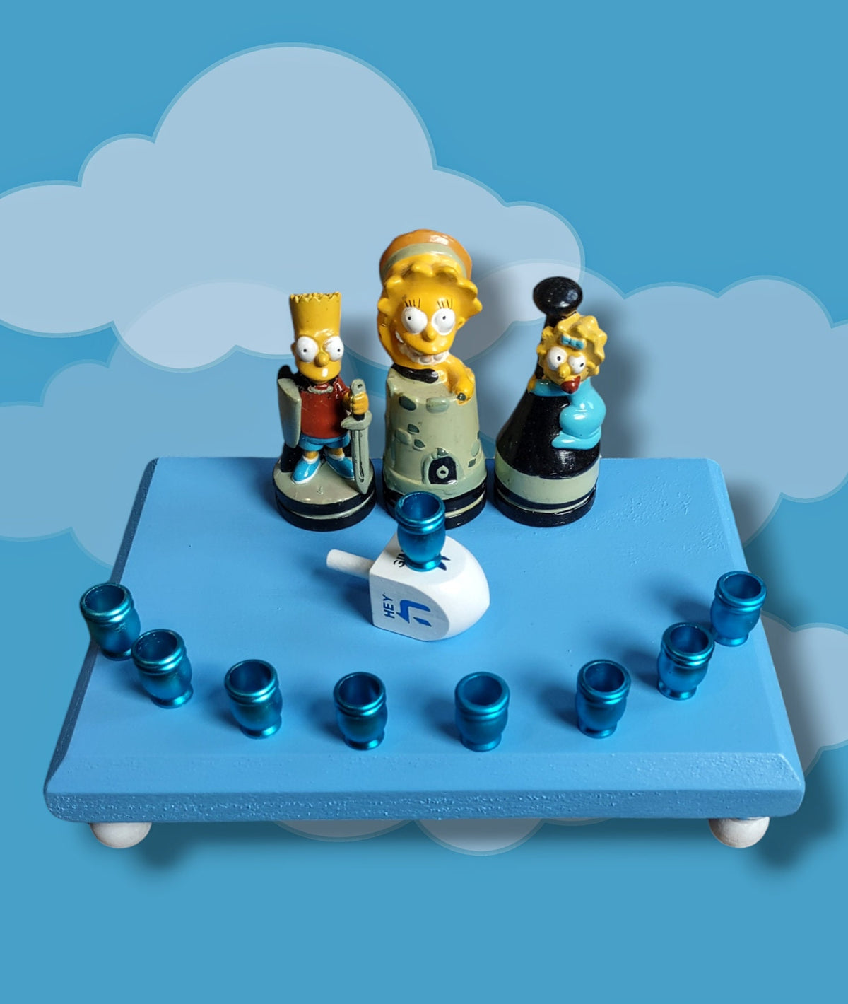 Collectors Simpsons Bart Lisa and Maggie Menorah Judaica Hanukkiah Chess