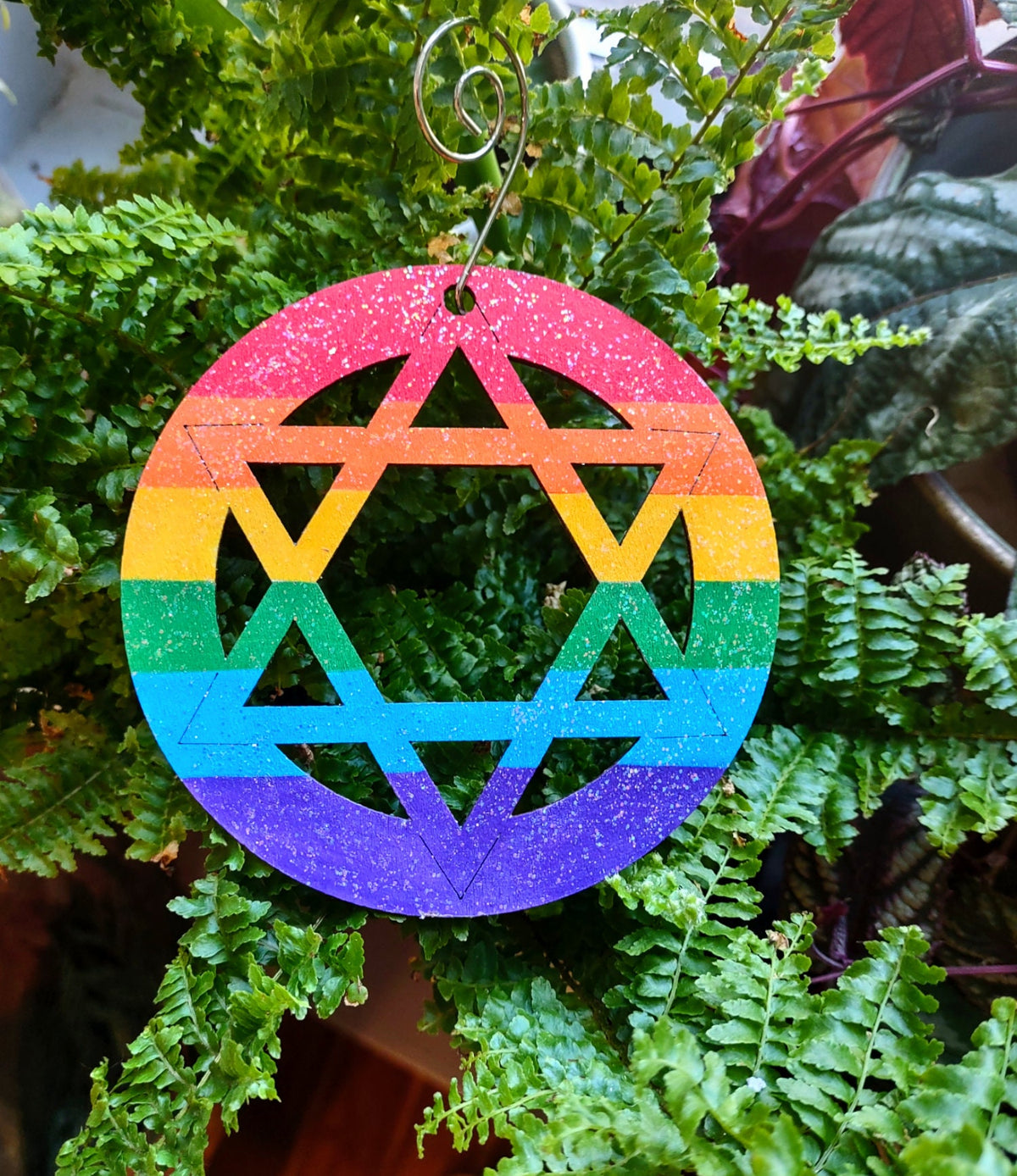 Rainbow Star of David Ornament, LGBTQ Jewish Pride Decor