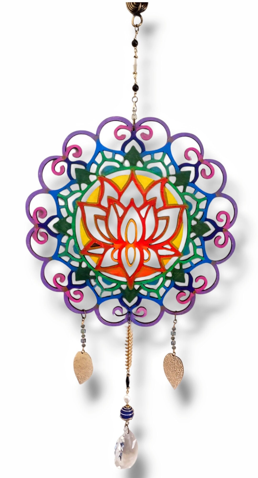 Lotus flower mandala meditation suncatcher Crystal spinning hanging decorations