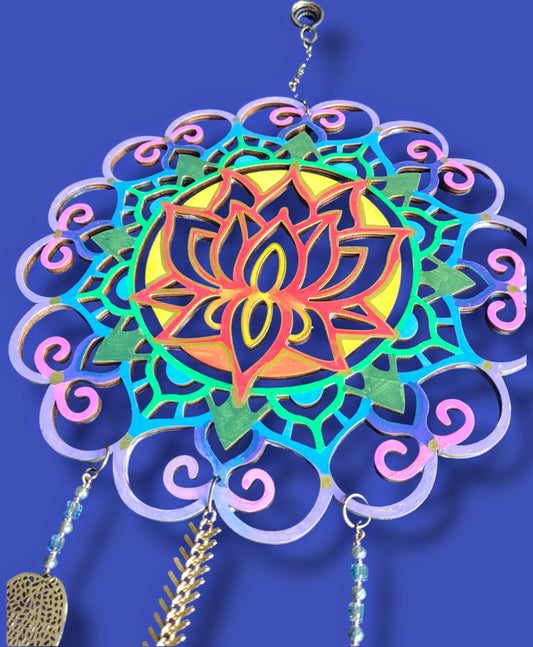 Lotus flower mandala meditation suncatcher Crystal spinning hanging decorations