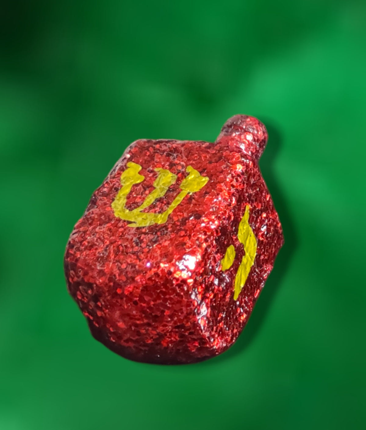 Hand Painted Ruby Glitter Dreidel, Unique Hanukkah Gift with Stand