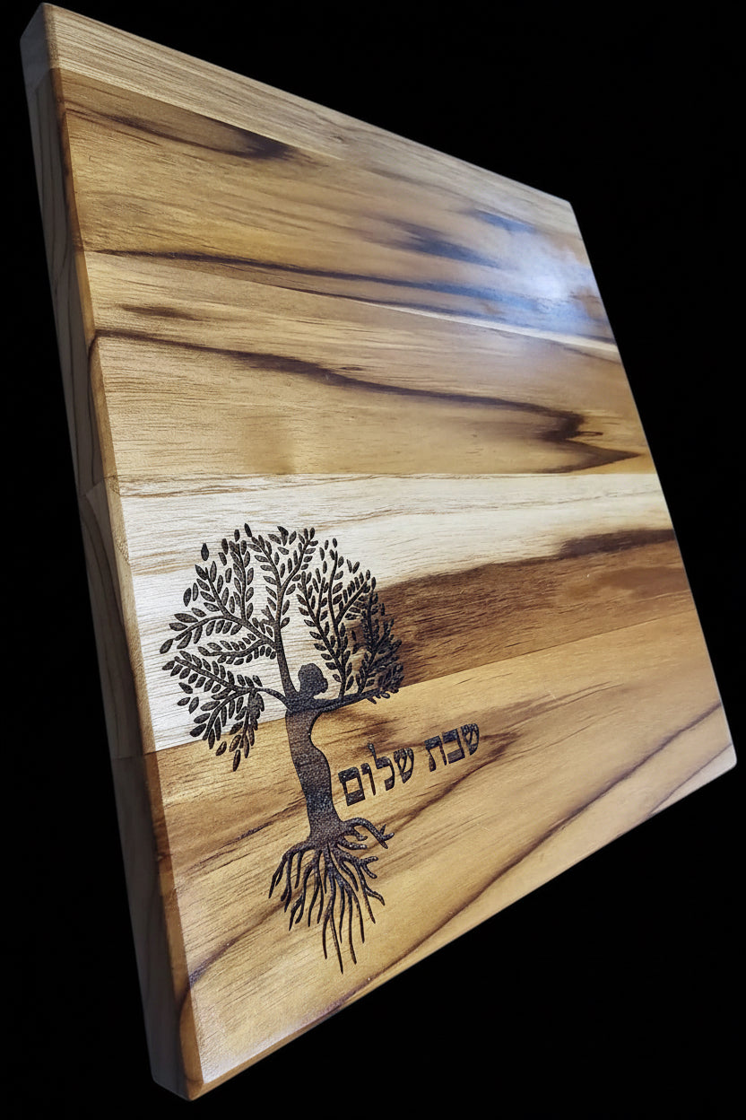 Feminine Tree of Life Teak Challah Board