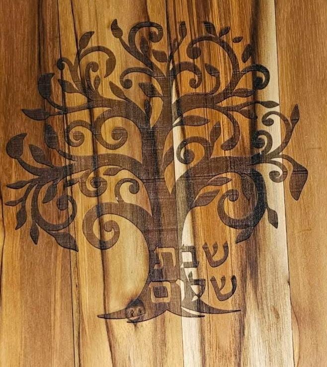 Tree of Life Teak Challah Board