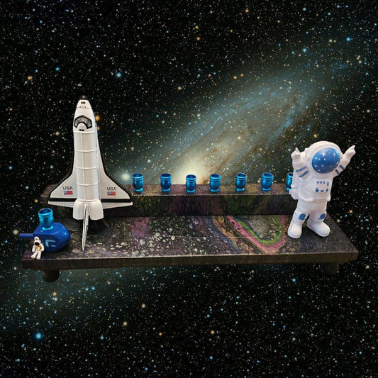 Outer Space Rocketship Space Shuttle Astronaut Menorah Jewish Judaica Gift