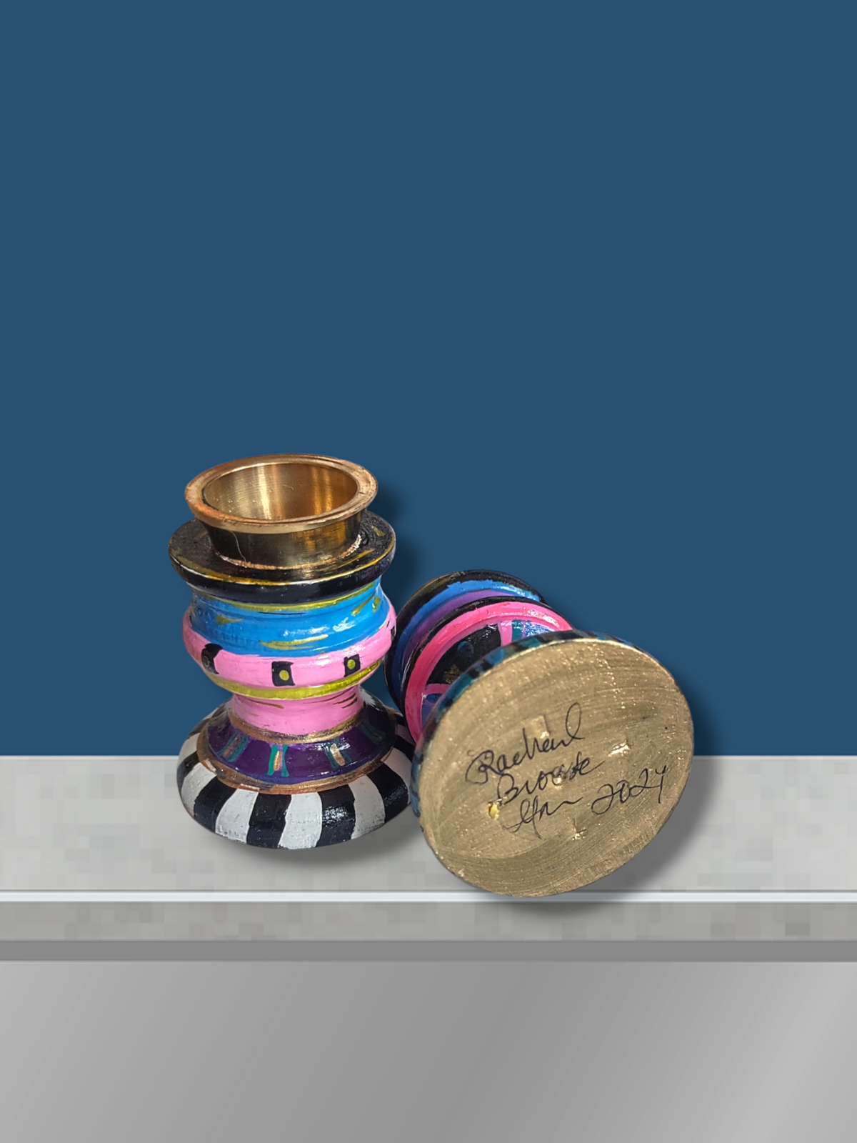 Mitzi – Hand-Painted Mismatched Shabbat Candlesticks