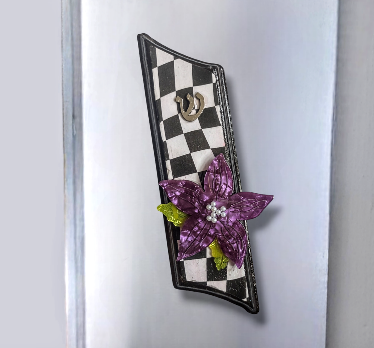 Violet Bloom | Checkered & Charmed Mezuzah