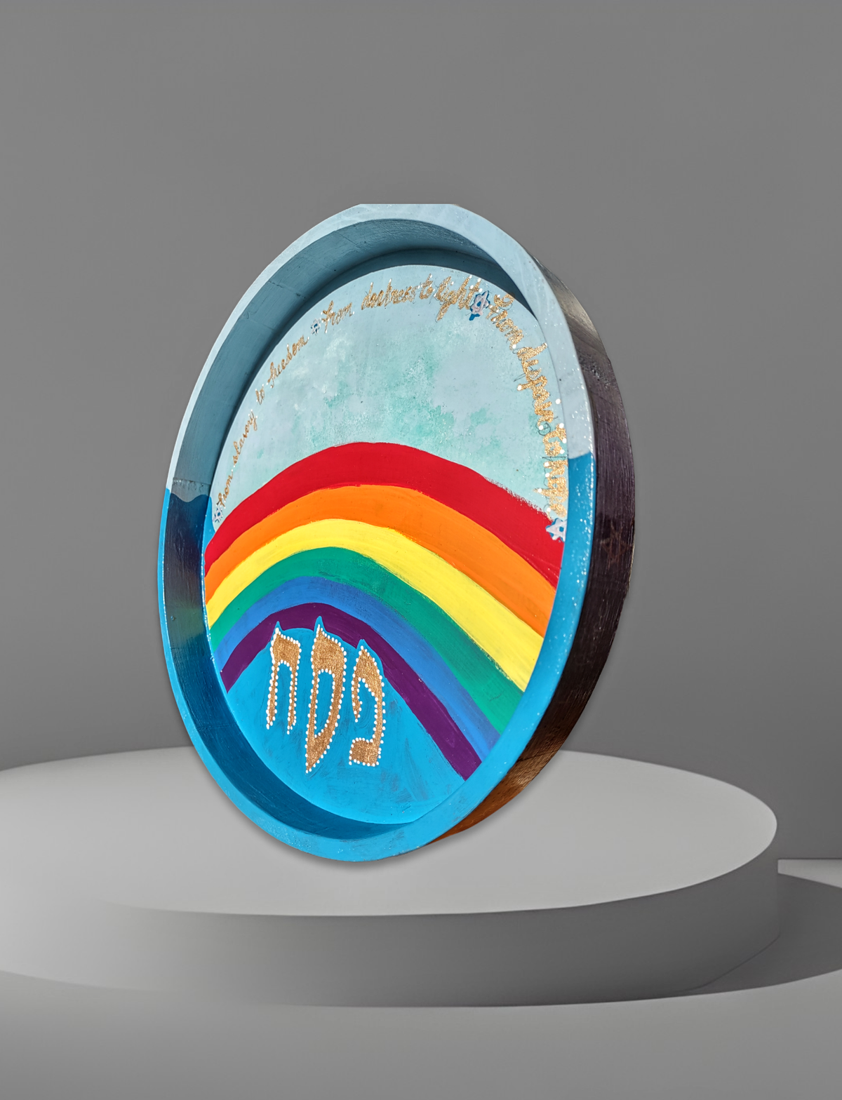 Rainbow Hand Painted Seder Plate