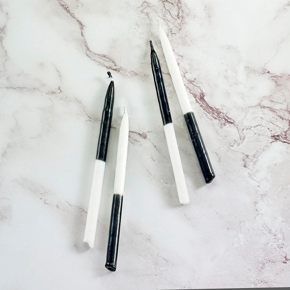 Two-Tone Black and White Chanukah Candles