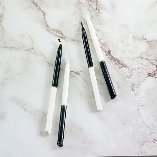Two-Tone Black and White Chanukah Candles