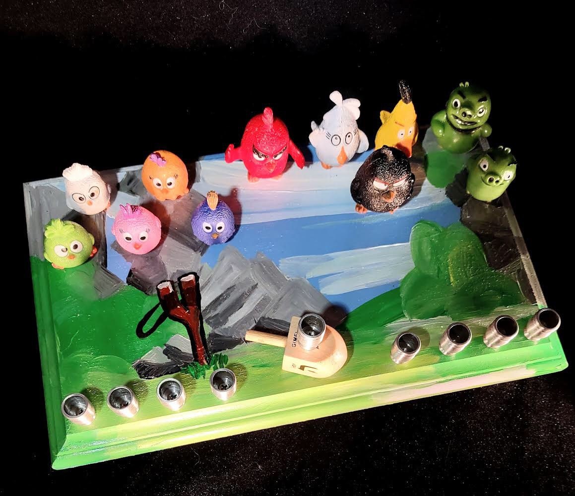 Angry Birds Menorah – One-of-a-Kind Hand-Painted Hanukkah Menorah